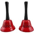 Honbay 2Pcs of Hand Bells, Call Bell for Family Loves, Musical Hand Bells, Cow bells with Stick Grip Handle Bell for Cheering at Sporting & Wedding Events, Food Line, Alarm, Jingles, Ringing