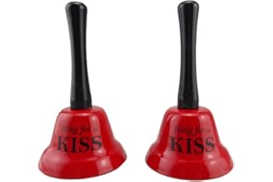 GOCOMCOM Honbay 2Pcs of Hand Bells, Call Bell for Family Loves, Musical Hand Bells, Cow bells with Stick Grip Handle Bell for Cheering at Sporting & Wedding Events, Food Line, Alarm, Jingles, Ringing