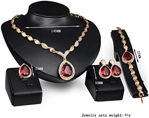 Fashion Jewelry Set Women 18k Gold Plated Necklace Bracelet Earrings Ring Gift Set