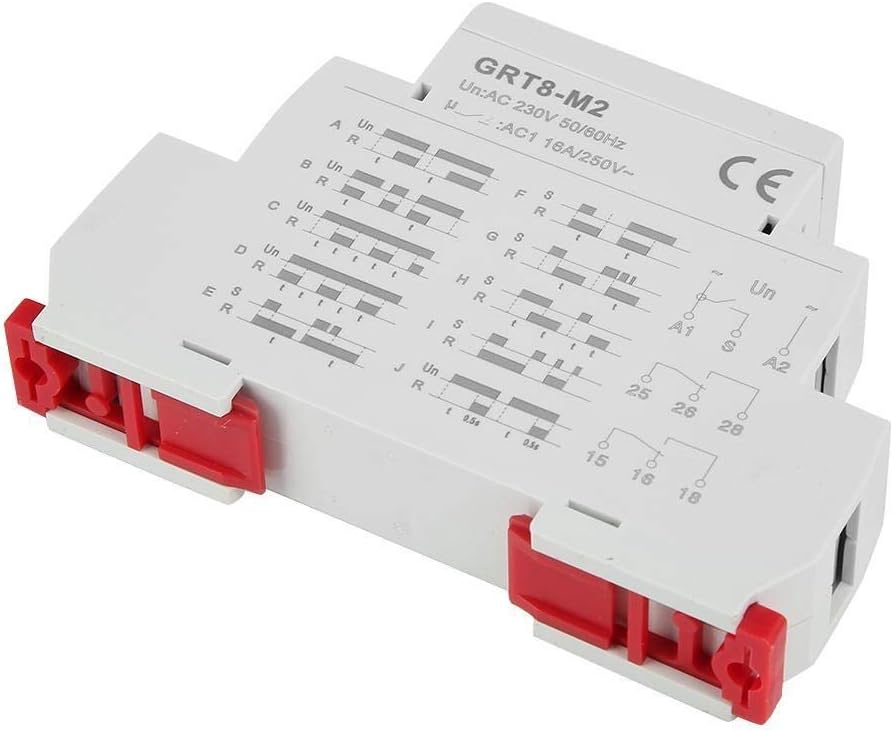 Relay Module, AC 220V GRT8-M2 Multifunctional Delay Time Relay with 10 Functions DIN Rail Mount Delay Relay