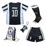 2017/2018 Juventus Home #10 DYBALA Football Futbol Soccer Kids Jersey Shorts Socks Set Youth Sizes (Home, 12-13 YEARS)