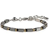 Casvia GritChain Handmade Hematite & Obsidian Mens Bracelet – Adjustable chakra mens Jewelry, Easy to Wear, Infuses Stability & Focus, Ideal Gift for Dads & Friends on Birthdays