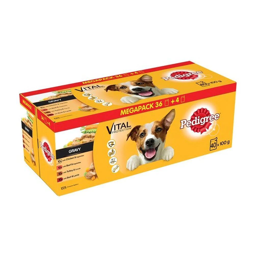 Pedigree Variety Pouch in Gravy 40 X 100g, transparent(Packaging may vary)