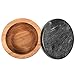 jalz jalz Large Wood Salt Box salt cellar with Spoon Spice Seasonings Keeper Salt Container Solid Natural Acacia Base Black Marble Lid Decorative Box salt keeper Big Capacity Spice Cellar