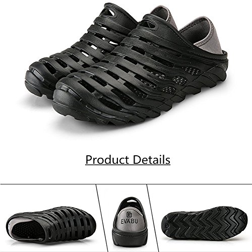 Kqpoinw Summer Unisex Garden Clogs Walking Slippers Lightweight Breathable Sandals Anti-Slip Quick Drying Beach Water Shoes ((Men)10.5 US/45 EU=10.83", Black)