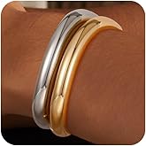 14K Gold Plated Bangle Bracelets for Women Silver Plated Polished Chunky Twisted Hinged Waterdrop Bangle Bracelet for Women Spiraled Oval Bangle Bracelet 2Pcs Minimalist Jewelry