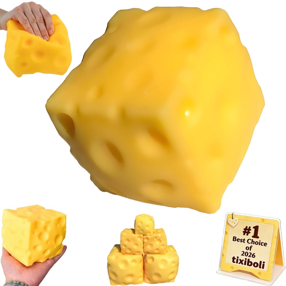 Jumbo Cheese Squishy Large Big Block Giant Cake Slow Rising Squeezable Stress Relief Sensory Toy Cube Yellow Rebounding Soft Fidget for Kids Adults Novelty Rebound Ball Party Favors(3.94 in)