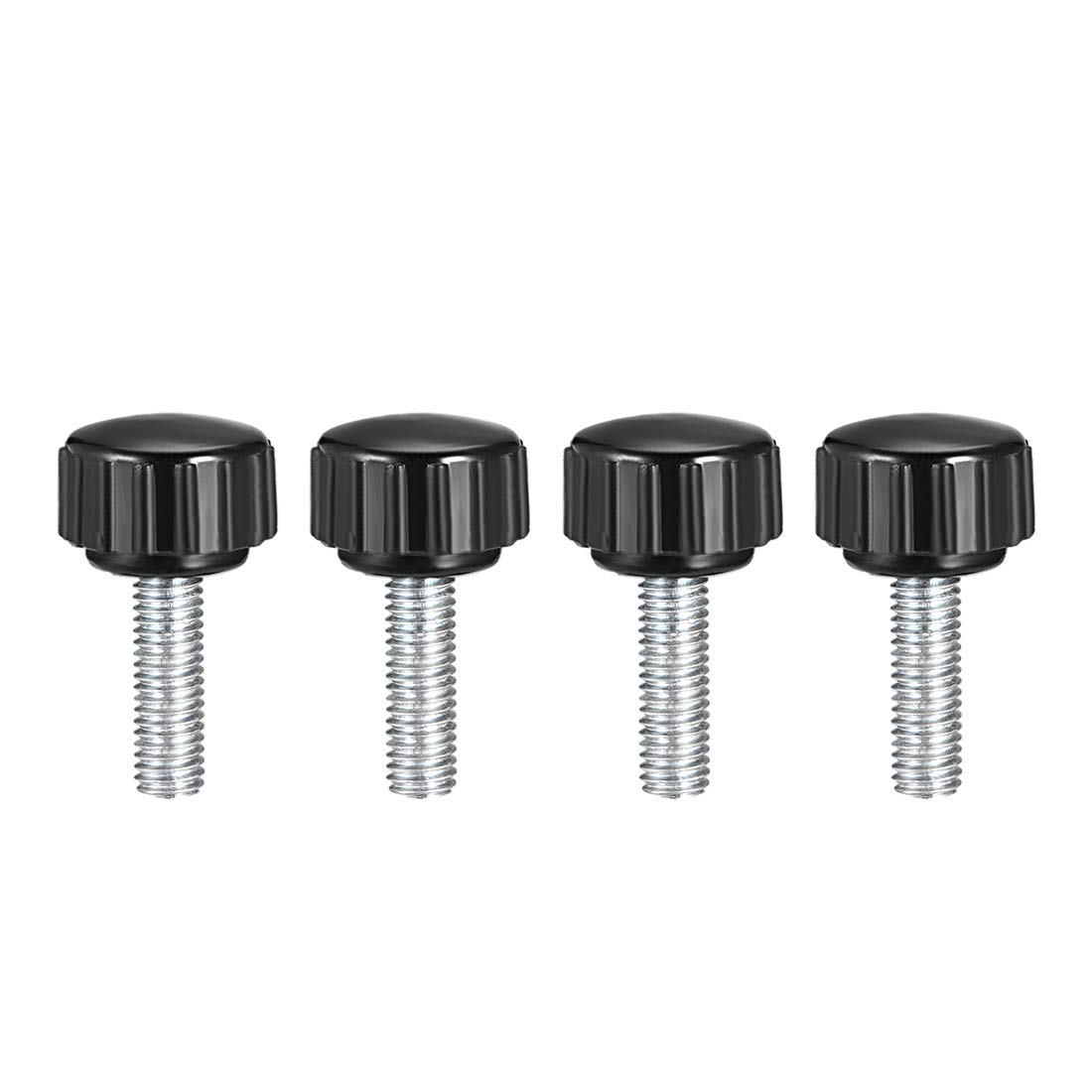sourcing map M5 x 20mm Metric Male Thread Knurled Clamping Knobs Grip Thumb Screw on Type Plastic Threaded Hand Bolt Knobs Black 4 Pcs