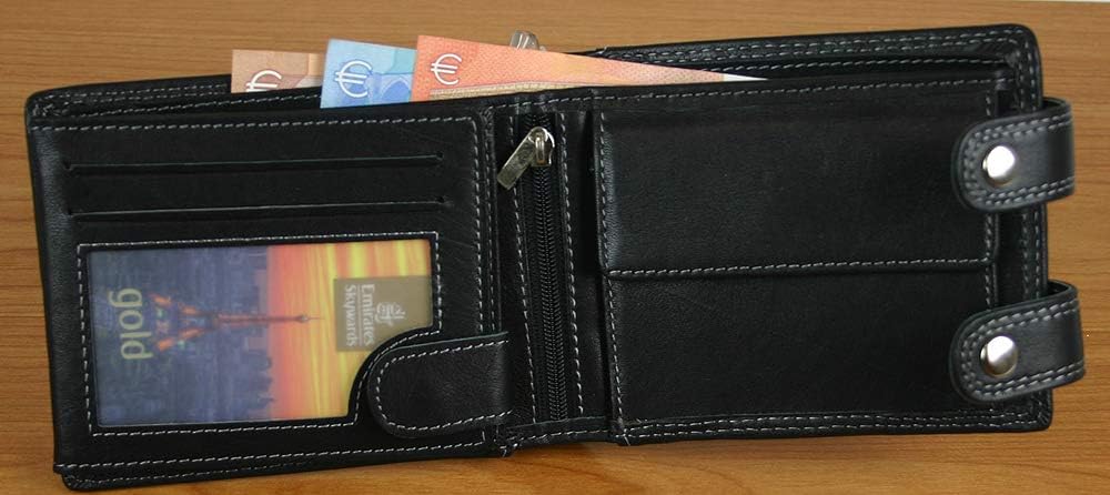 Genuine Leather Wallet for Men Bikerwallet CA$H with Chain Black & Brown …, Querformat mit Kette - Image 3
