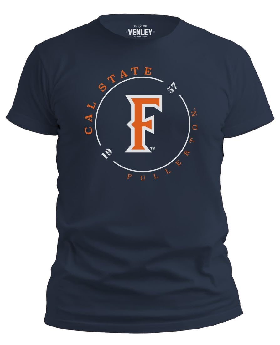 Photo 1 of NCAA Officially Licensed Apparel Cal State Fullerton 1957 CSUF Titans Collegiate Logo Unisex T-Shirt Cal11T Navy X-Large