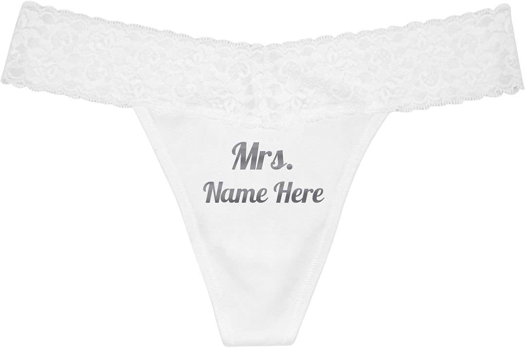 Sexy Custom Mrs. Name Thong with Lace Underwear at Amazon Women’s