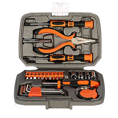 Langger 25-Piece Household Tool Kit with Screwdriver-General Hand Tool set with Plastic Toolbox Storage Case