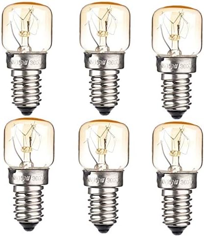 Appliance Oven Refrigerator Bulbs .Appliance light bulb High Temp.110V—130V 15W Oven Light Bulb Heat Resistant Bulb E14 Medium Base.Night Light.Oven Light Bulbs.Oven Refrigerator Bulbs(6 pack)