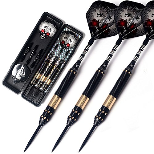 CUESOUL Dragon Series Steel Tip Darts Set 25 Grams Brass Barrels Durable Aluminum Shafts Great Grip Accuracy Good solid Accurate Darts Case Portable (JL-SL-J2203)