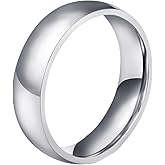 TTVOVO Mens Basic Ring Wedding Bands 2MM 4MM 6MM 8MM 10MM Stainless Steel Simple Rings for Men Women Silver/Black/Blue Engagement Band Plain Domed High Polished Comfort Fit Jewelry Gifts US Size 4-14