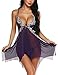 klier Kiler Women Plus Size Chemise Sexy Nightie Lace Lingerie Sets Purple
