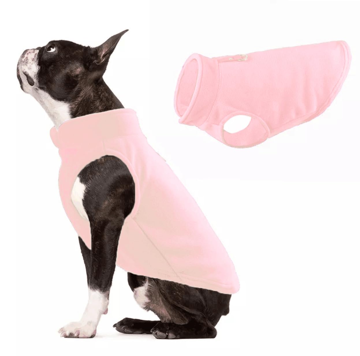 Photo 1 of JACKO & CO - Fleece Vest Sweater with Leash Ring - Soft Lightweight Breathable for Puppies Small Medium Dogs, Kitten, Cats, Chihuahua - Warm for Fall/Autumn/Winter (Pink Lemonade, Medium 6-10lbs)