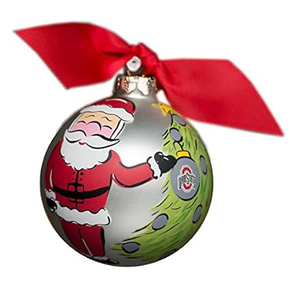 Glory Haus Ohio State Santa Glass Ornament 4 Inch