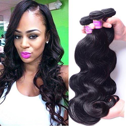 AliBarbara Peruvian Human Hair Body Wave 3 Bundles 100% 8A Unprocessed Virgin Human Hair Extension Natural Black Color Mixed Length 12"-28" (18 20 22)