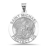 PicturesOnGold.com St Michael Pendant - Sterling Silver Saint Michael Religious Medal - 3/4 Inch - Includes 18 inch Chain.
