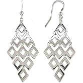 LeCalla Sterling Silver Dangle Earrings for Women | 925 Sterling Silver Long Interlocked Handmade Textured Drop Earring for Women