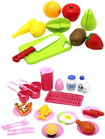 ZERBO PRETEND Pretend Food Toy Play Set, Mini Kitchen Serving Meal Set with Chopping and Cutting Fruit Toys