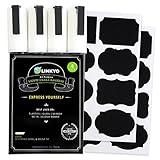 4-Pack LINKYO White Liquid Chalk Marker Pens (includes 16 Erasable Chalkboard Labels)