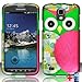 Samsung Galaxy S4 Active I537 I9295 Green Pink Owl Rubberized Design Mobile Phone Cover + Screen Protector, From [Triple8Accessories]