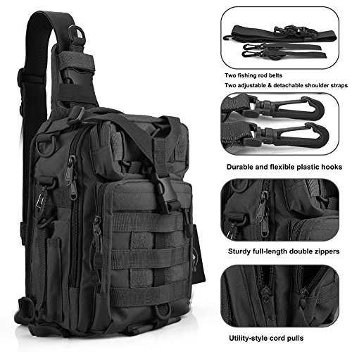 DYJ Outdoor Fishing Tackle Bag Backpack Multifunctional Waterproof Tackle Storage Bags Durable Handbag Single Shoulder Cross Body Messenger Bag for Camping Hiking Hunting Cycling - Thumbnail 2