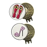 PINMEI 2 Sets of Golf Ball Marker with Magnetic Golf Hat Clip (Ladies HEIGH-Heel Shoe and Girls Summer Slippers)