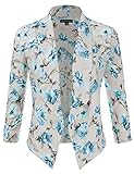 JJ Perfection Women's Floral Texture Woven Ruched Sleeve Open-Front Blazer
