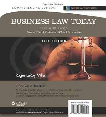 Business Law Today, Comprehensive: Text and Cases: Diverse, Ethical, Online, and Global Environment (Miller Business Law Today Family)