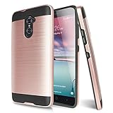 ZTE ZMAX Pro Case, ZTE Carry Z981 Case, TJS® Dual Layer Hybrid Shockproof Impact Resist Rugged Case Cover Metallic Brush Finish Back with Hard TPU Inner Layer For ZTE ZMAX Pro/Carry Z981 (Rose Gold)