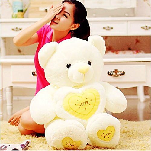 Davidamy's gift 80CM 31'' BIG STUFFED ANIMALS PLUSH TEDDY BEAR WITH YELLOW LOVEHEART HUGE SOFT TOYS doll