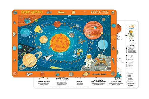 Crocodile Creek Solar System 2-Sided Placemat, Blue/Orange/Red/Yellow