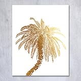 Palm Tree Gold Foil Decor Wall Art Print Island Tropical Art Metallic Poster 5 inches x 7 inches C21