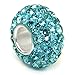 Sterling Silver Light Blue Crystal Ball Bead Charm