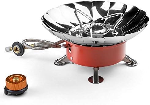 Pevono Camping Stove Backpacking Gear, Portable Collapsible Windproof Outdoor Camping Gear, Propane Gas Burner with Electronic Ignition for Hiking, Hunting, Camping Backpacking