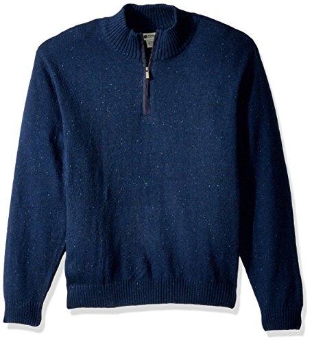 Haggar Men s Solid 1/4 Zip Sweater With Faux Suede Elbow Patches, Mineral Heather, XL