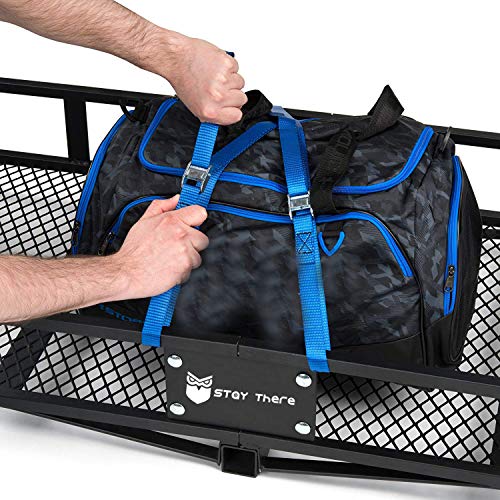 Stay There Hitch Mount Cargo Basket Steel Cargo Carrier for Vehicles with 2" Hitch Receiver 60" L x 22" W x 6" H and 500 Lbs Hauling Weight Capacity with 2 Packing Straps - Thumbnail 3