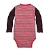 Burt's Bees Baby Baby Girls, Short Long Sleeve One-Piece Bodysuits, 100% Organic Cotton, Magenta Maple Stripe, 24 Months
