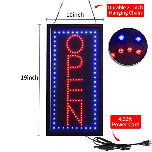 LED Open Sign，10x19inch Vertical Light Up Sign LED Business Open Sign Advertisement Board Electric Display Sign Flashing & Steady Mode Electronic Lighted Signs for Business, Walls, Window, Shop, Bar, - Thumbnail 3