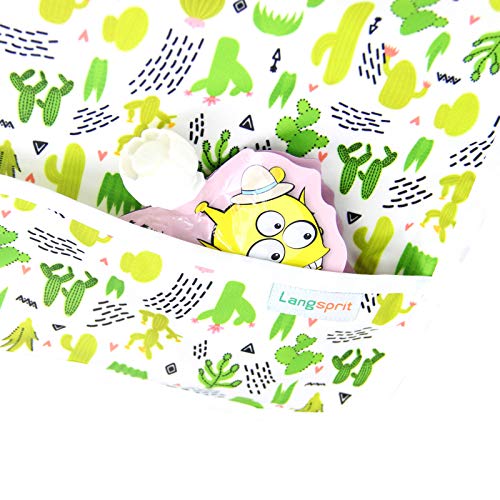 Langsprit Baby Bib with Sleeves-Waterproof Infant/Toddler Bib with Pocket(6-24 Months),Cactus