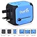 DuaFire Travel Adapter, Universal Power Adapter Plug International Wall Charger with Dual USB Ports and AC Socket for USA EU UK AU CN (Blue)