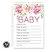 Cottage Floral Wishes for Girls Baby Shower Advice and Wish Cards - Parents Keepsake Wishing Well Birthday Memories Ideas Pack of 20 4x6 Set