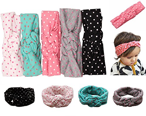 Mookiraer Baby Girl Newest Round Dot Turban Headband Head Wrap Knotted Hair Band (ZY05)