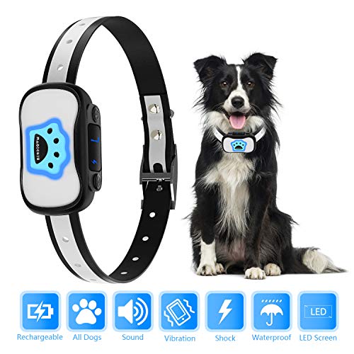 MagicBiu No Bark Collar – Rechargeable No Shock Dog Collar w/3 Modes – Beep/Vibration/Shock, Waterproof and LED Screen for Small, Medium, Large Dogs