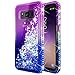 Galaxy S8 Active Case with Tempered Glass Screen Screen Protector for Girls Women Kids, NageBee Glitter Liquid Sparkle Bling Floating Waterfall Diamond Shockproof Durable Cute Case -Purple/Blue