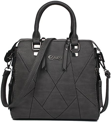 ZMQN Women Shoulder Bags PU Leather Top Handle Luxury Handbags for Ladies Purse Spliced Zipper Bags Famous Brand E801 (Grey)