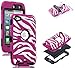 ULAK Zebra Design Combo Black Hard PC and Hot Pink Soft Silicon Case Cover For iPod Touch4 4th + Hot Pink Stylus
